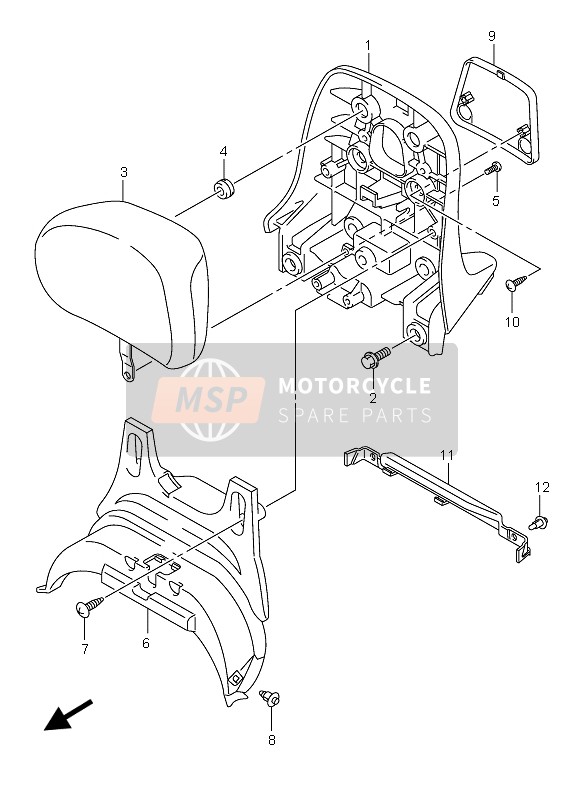 4621114G00YBA, Handle, Pillion Rider Ctr  (Blue), Suzuki, 0